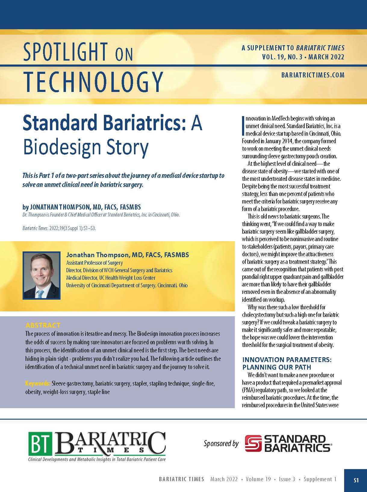 Bariatric Times Spotlight – Standard Bariatrics: A Biodesign Story